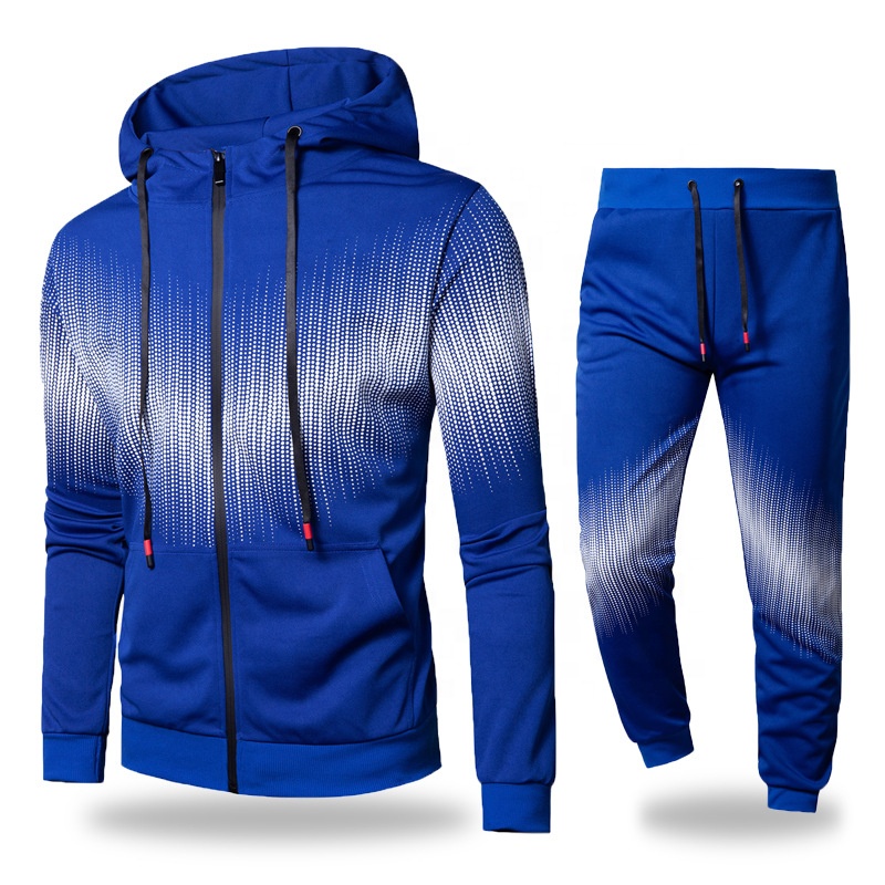 New Trend Hoodies Two Pieces Set Zipper Up Men&#39;s Tracksuit Hip Hop Graphic Sports Suit Spring Sweater &amp; Pants Thin Fitness Suit