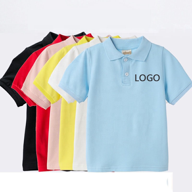 Factory custom kids polo shirt high quality child golf school uniform plain blank polyester cotton shirts with logo