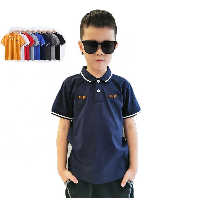 Custom Boys T-shirts &amp; Polo Shirts Yarn Dyed Collar Short Sleeve School Uniform Bulksale Children Golf Shirt Plain Mesh Pique
