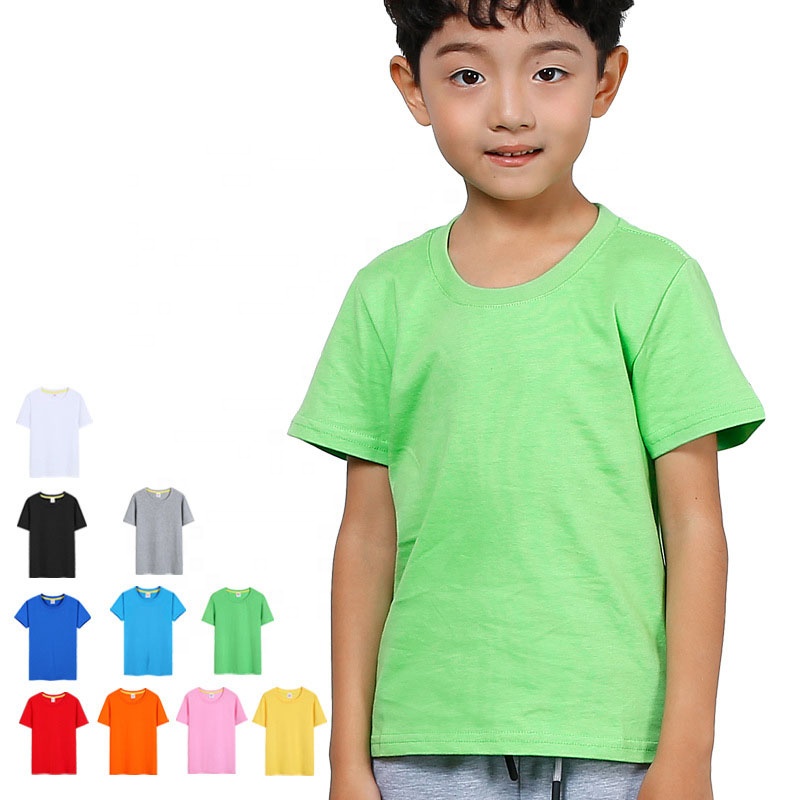 Bulk wholesale plain blank o-neck t shirts for kids 100% cotton jersey children clothes custom logo blank t-shirt in cheap price