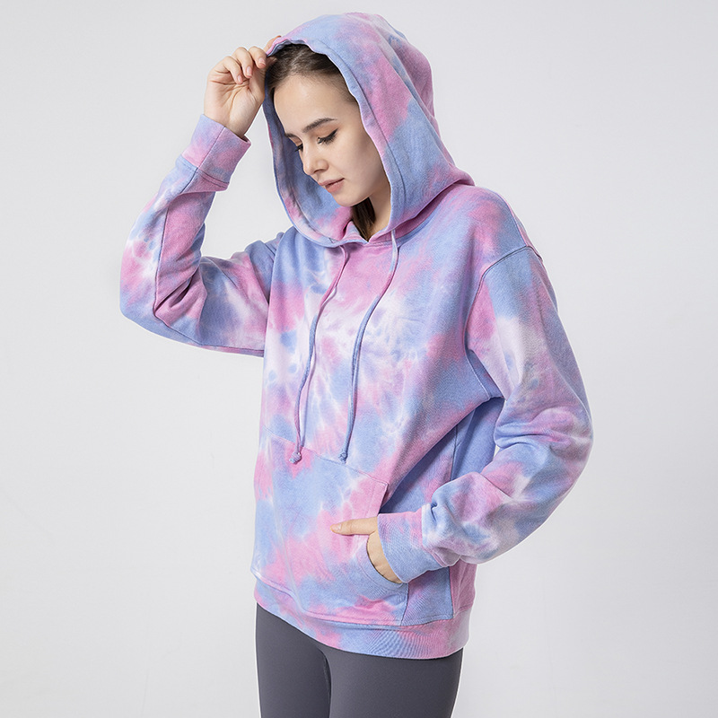 Women&#39;s trendy plus size plain cotton tie dye hoodies