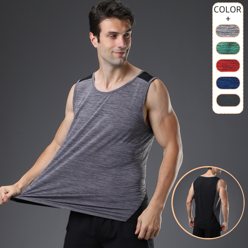 Wholesale Men Muscle Fitness Tank Top Mesh Quick Dry Workout Stringer Sleeveless Singlet Custom Color Block Breathable Vest
