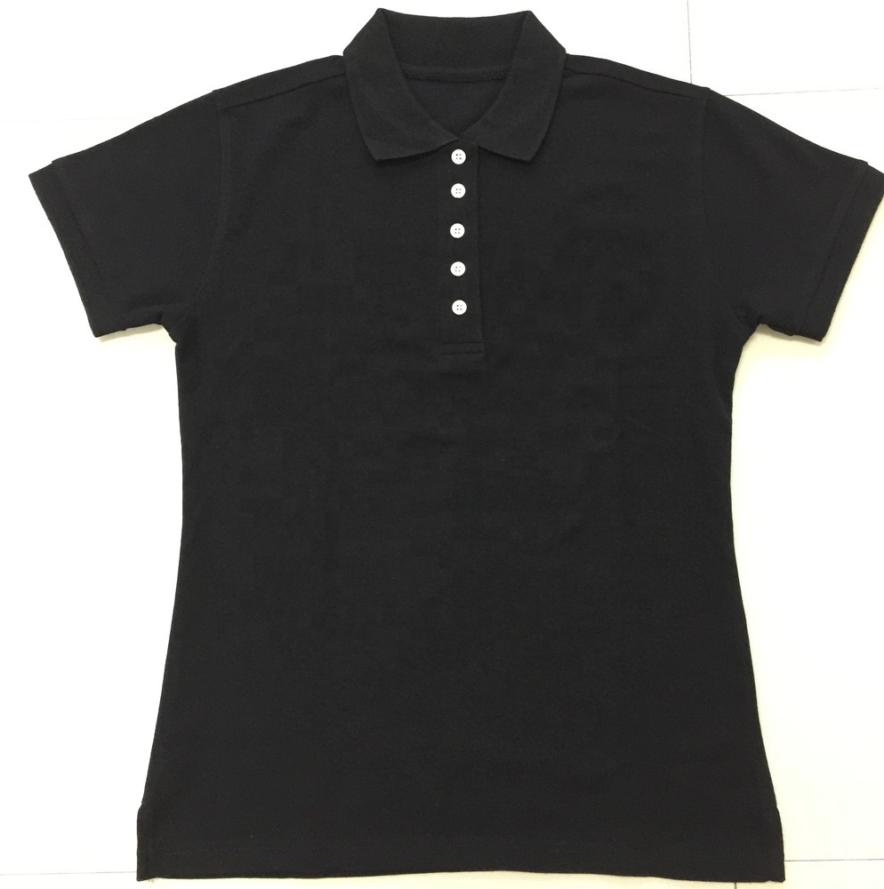 women&#39;s short-sleeved polo shirts 100% cotton mesh pique black embroidered printed golf collar t shirt custom logo