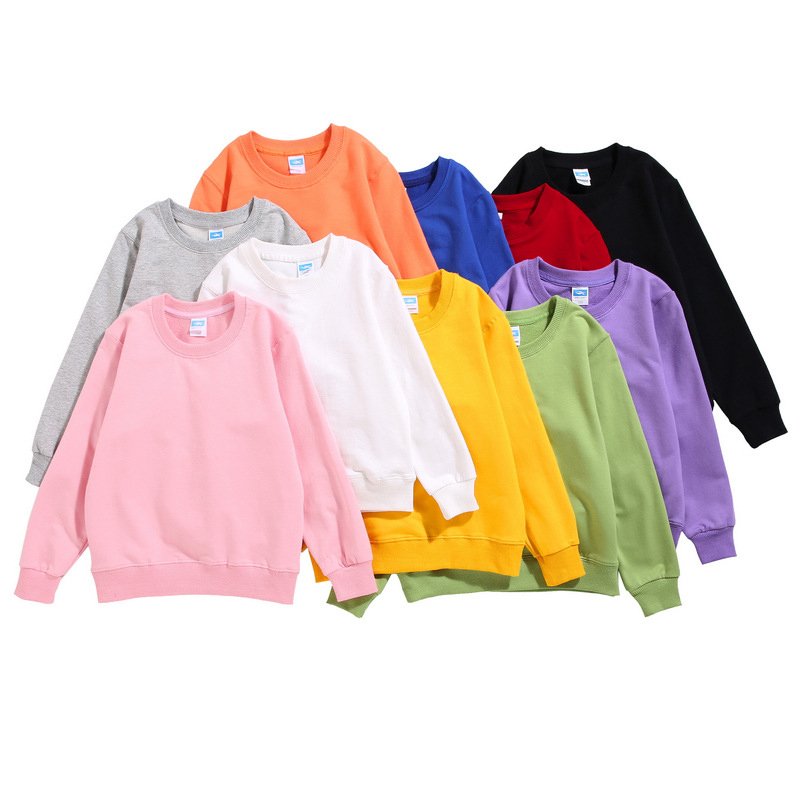 Pure blank 100%cotton  o neck sweatshirts hoodies for kids