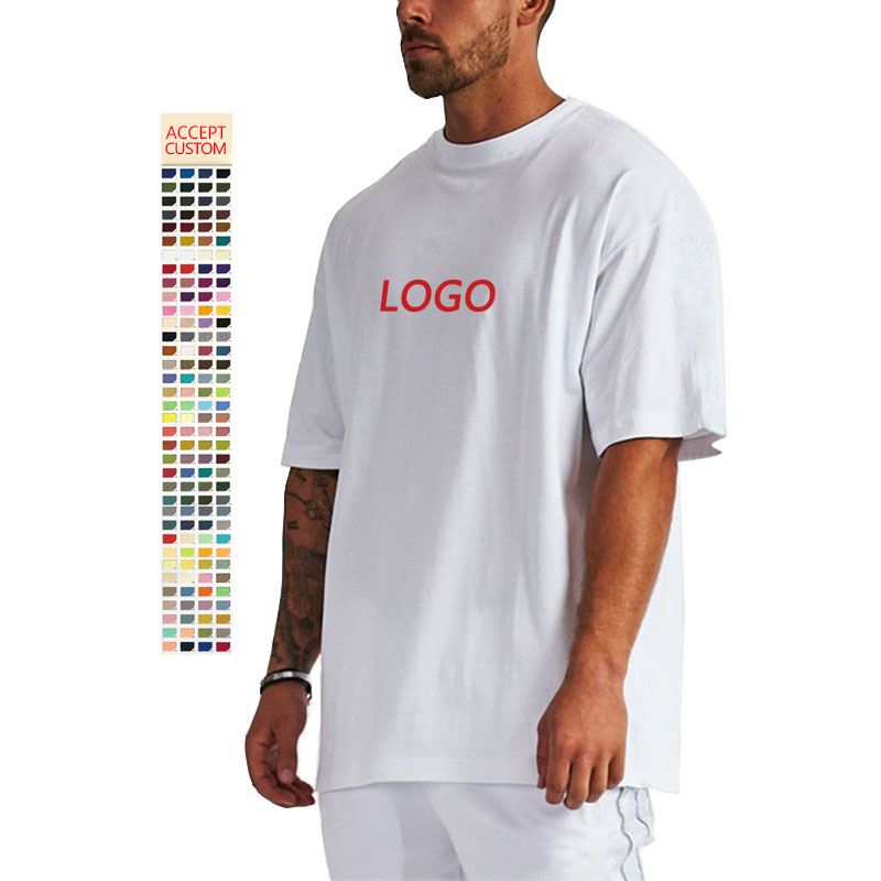 OEM custom 100% cotton men t shirts luxury heavyweight thick tee with printing your logo oversized t-shirts with custom label