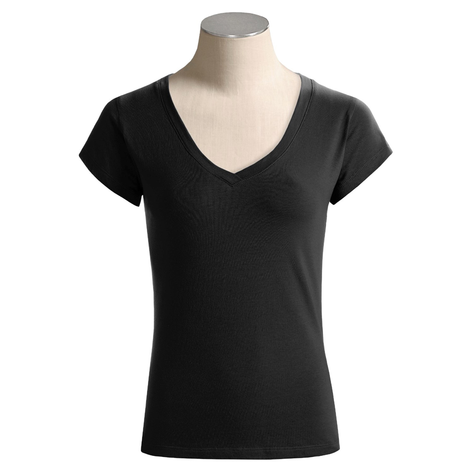 Wholesale Plain Women&#39;s T-Shirt Ladies Short Sleeved  deep V Neck 100% cotton printed t shirt