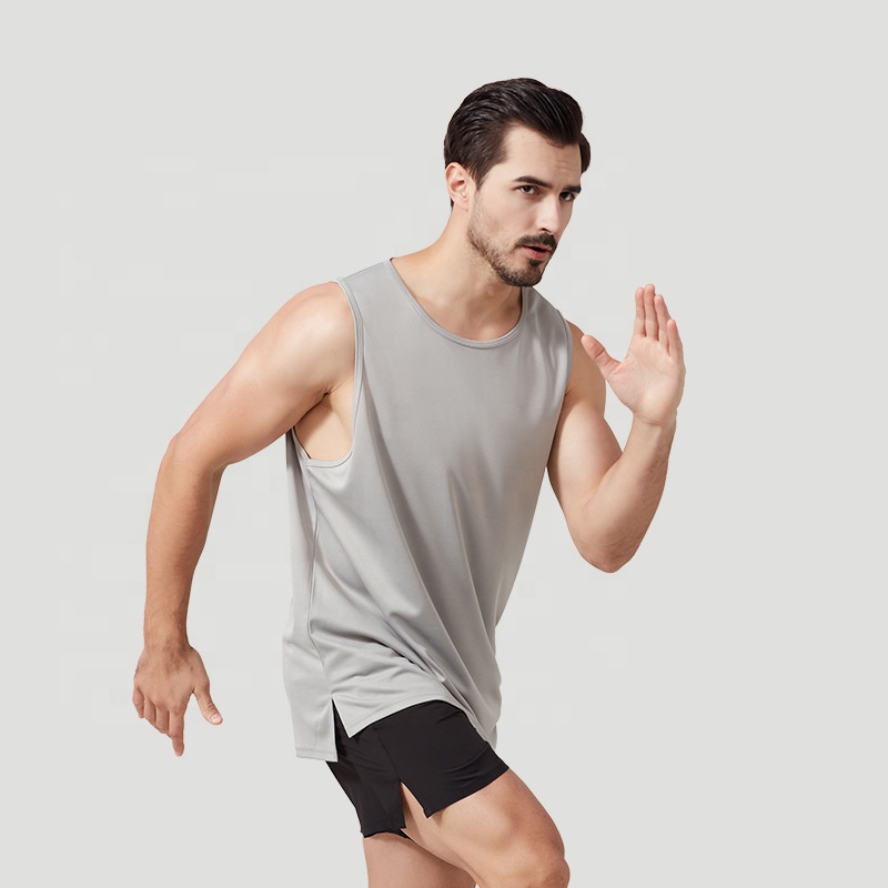 High Quality Microfiber Sports Wear Men&#39;s Vest Basketball Marathon Running Tank Tops Plain Active Stretch Sleeveless Shirts