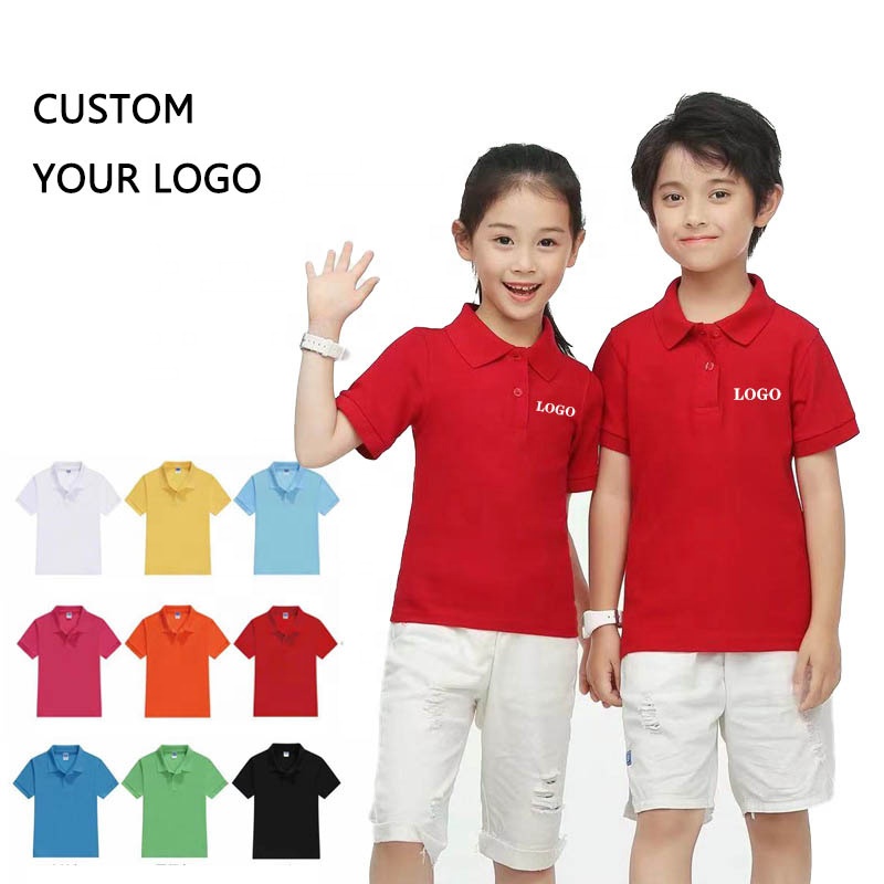 Summer 2-15 years bulk sale custom embroidered boys polo shirts 100% cotton 180g 200g 220g kids uniform golf polo shirts