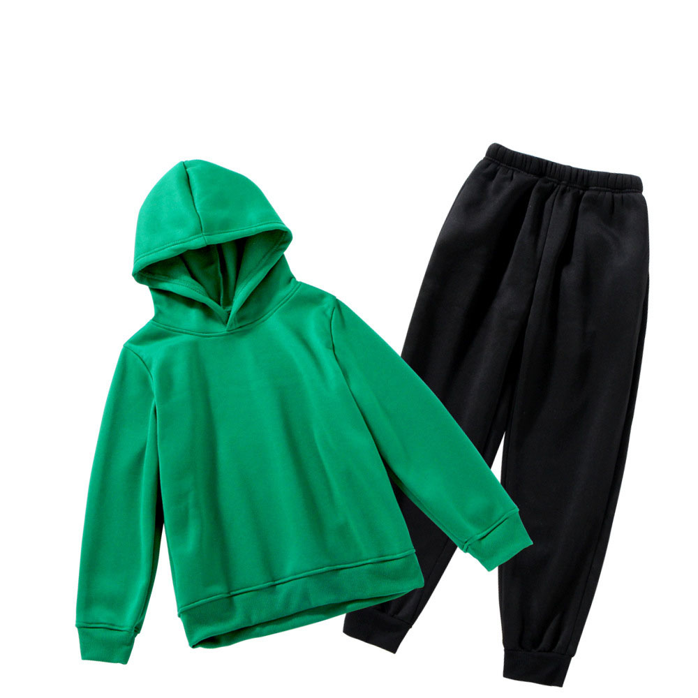 High quality 2 piece kids hoodies set custom long sleeve winter pullover sweater and jogger tracksuits for children