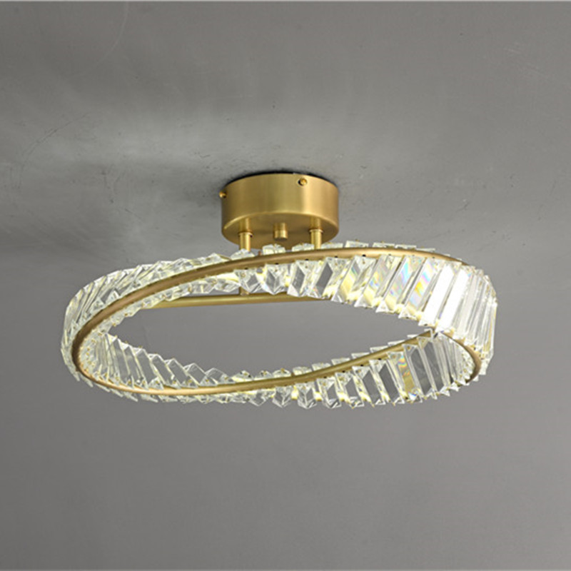 Round Crystal Chandelier for Bedroom Ceiling Light Fixture