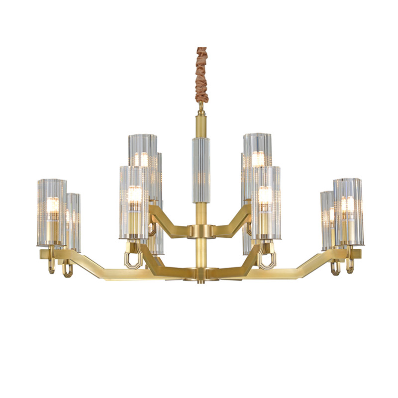 Luxury Decorative Glass Len Brass Chandeliers 