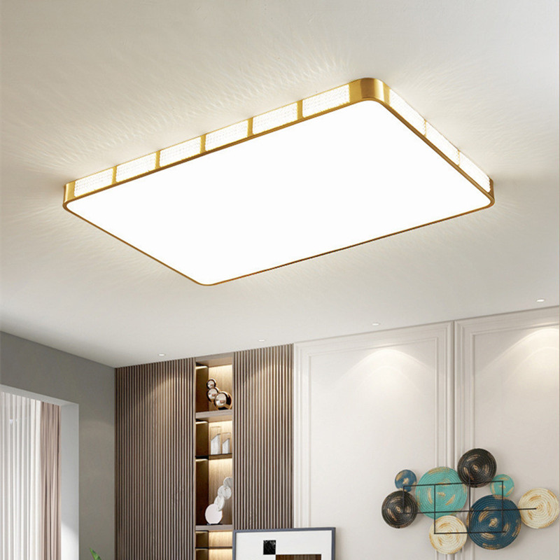 Acrylic Rectangle Led Luxury Decorative Brass Ceiling Lamp