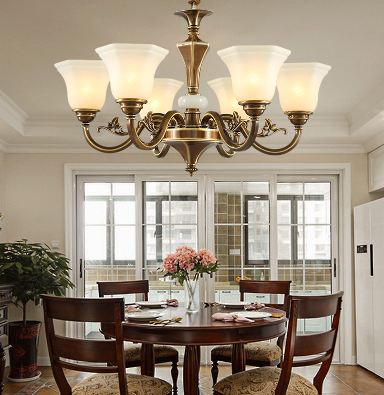  Luxury Decorative Frost Petaloid Glass Len Brass Chandeliers