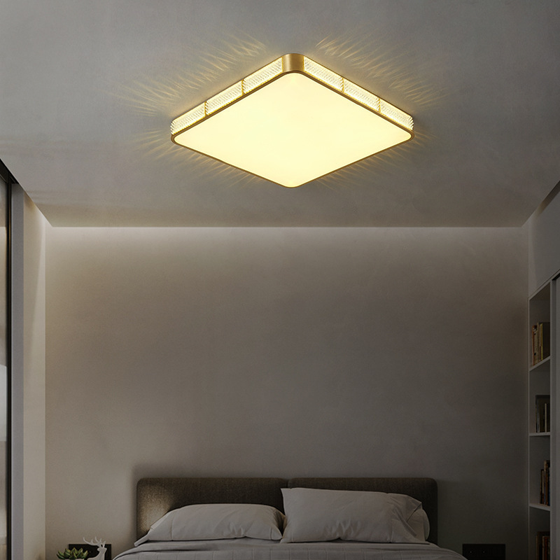 Acrylic Square Led Luxury Decorative Brass Ceiling Lamp