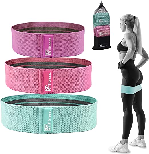  RESISTANCE FABRIC BAND HOME GYM EXERCISE SET OF 3 （Pink）