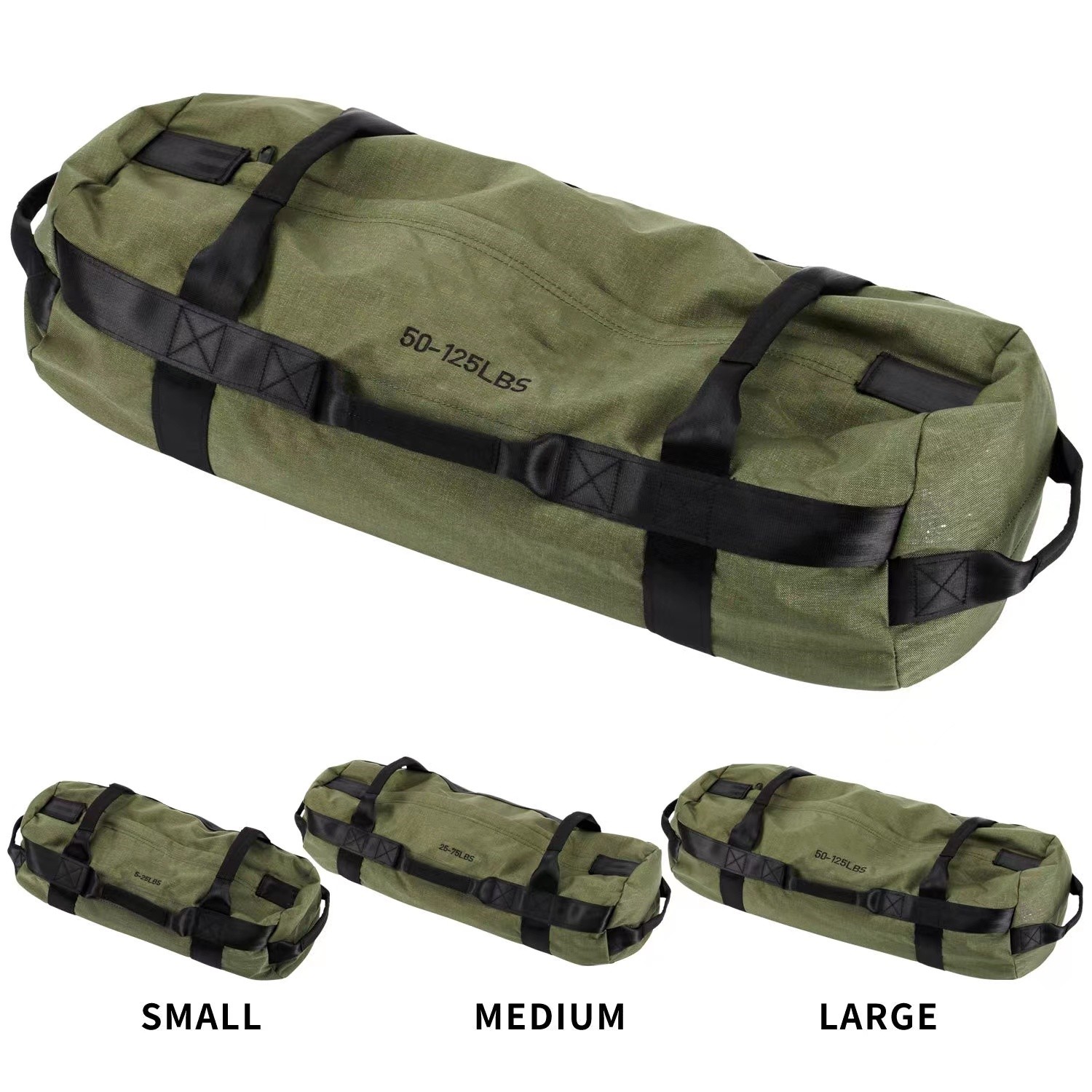 Workout Sandbag for Heavy Duty Workout Cross Training 7 Multi-positional Handles, Army Green 