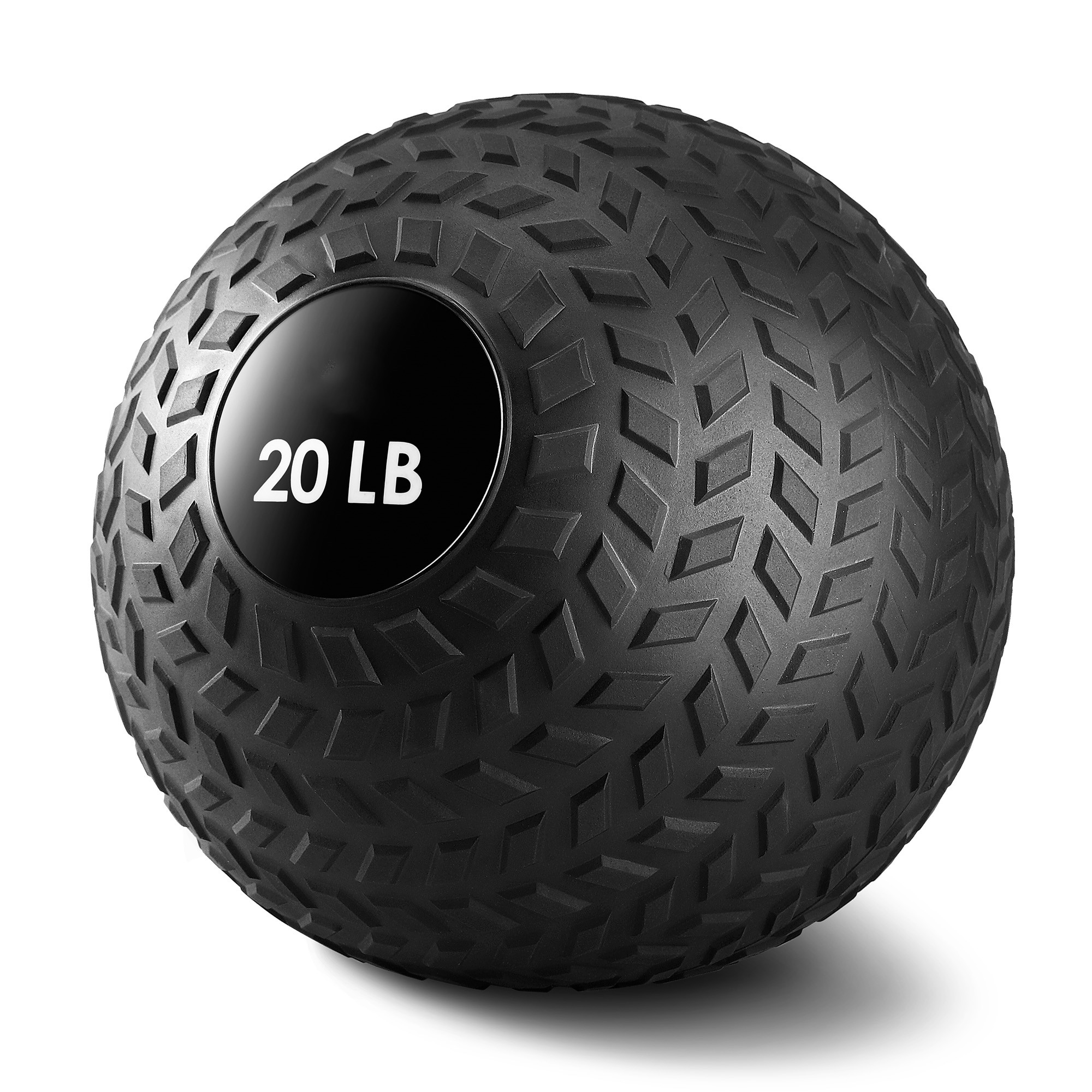 20 lb Slam Ball For Fitness Exercise Strength Conditioning CrossFit Cardio, Easy-Grip Textured Heavy Duty Rubber Shell No Bounce