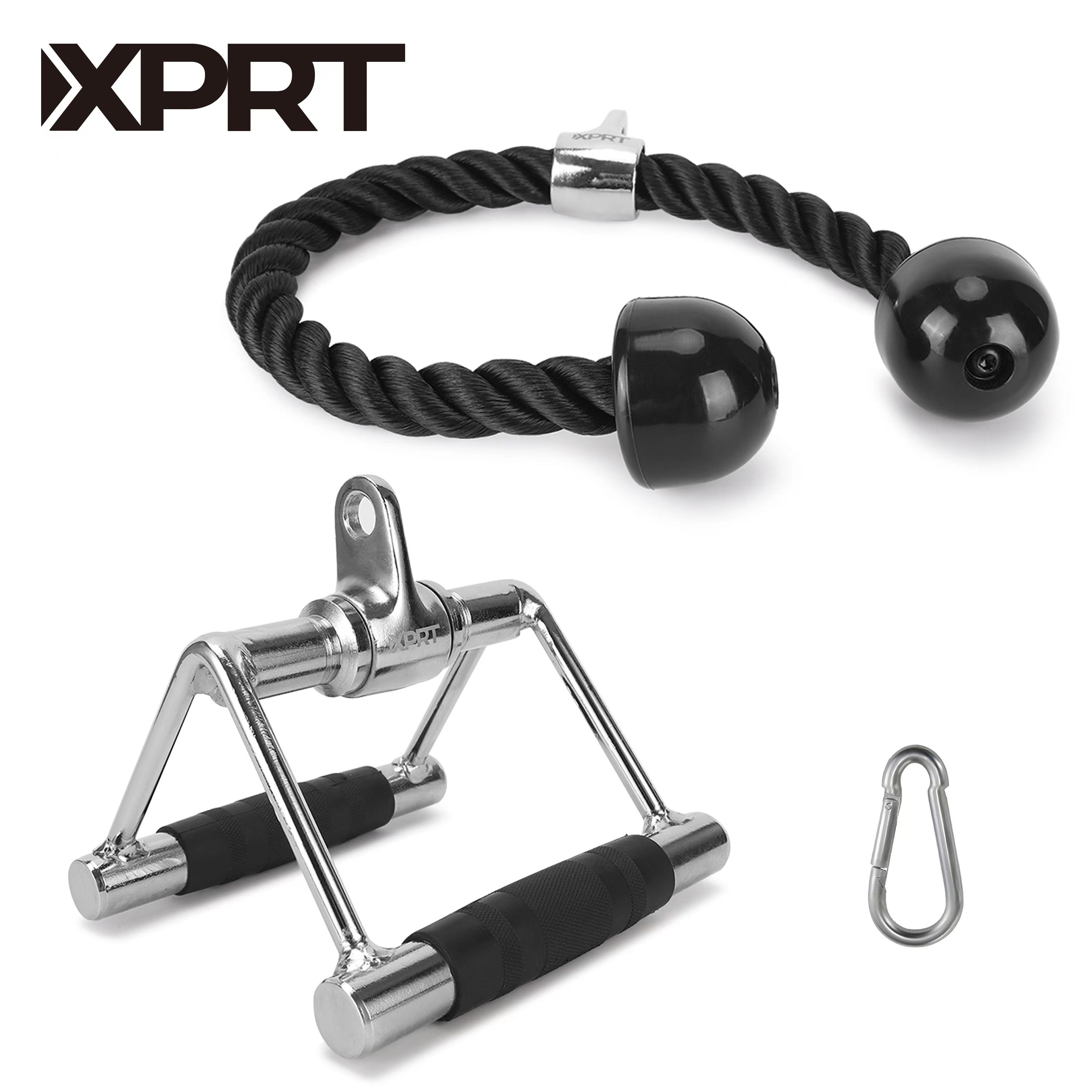 CABLE ATTACHMENT DOULBE D HANDLE AND 27'' TRICEP ROPE