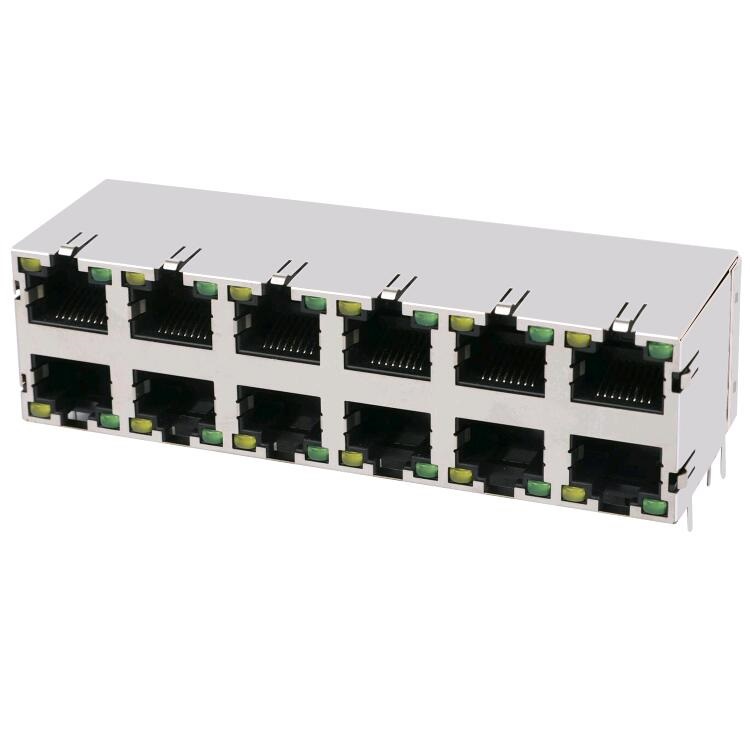6116314-1 Without Magnetics 8P8C Modular Fast Jack Stacked 2x6 RJ45 Connectors
