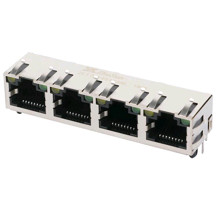 5406552-1 1x4 Quad Port 8P8C RJ45 Ethernet Connectors With LED