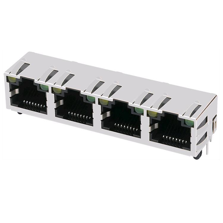 HCJT4-812SK-L11 8P/8C Shielded Ganged 1x4 Quad Port Tab-Up RJ45 Ethernet Connectors