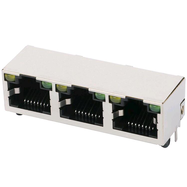 6116132-1 8P8C Shielded 1x3 Port Ethernet RJ45 Connectors