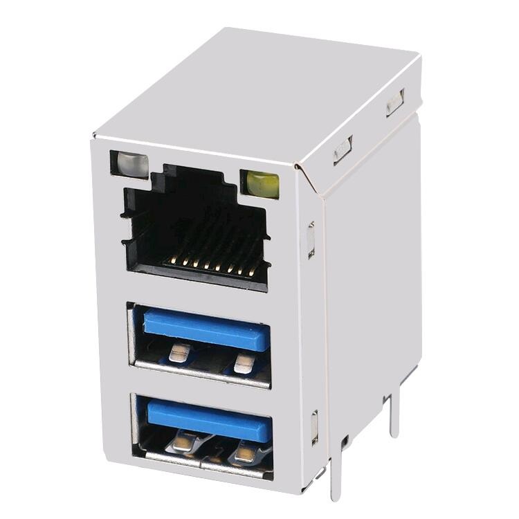 0C-000395WR1-1 Integrated Gigabit RJ45 With Dual USB3.0 Combo Female Connector