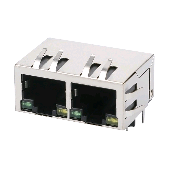 AR12-3968I With Leds 1000 Base-T Magnetic 1x2 Port RJ45 Connector