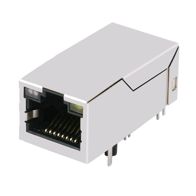 0826-1AX1-47-F Single Port 90 Degree 100 Base-T Magnetics Ethernet RJ45 Connector
