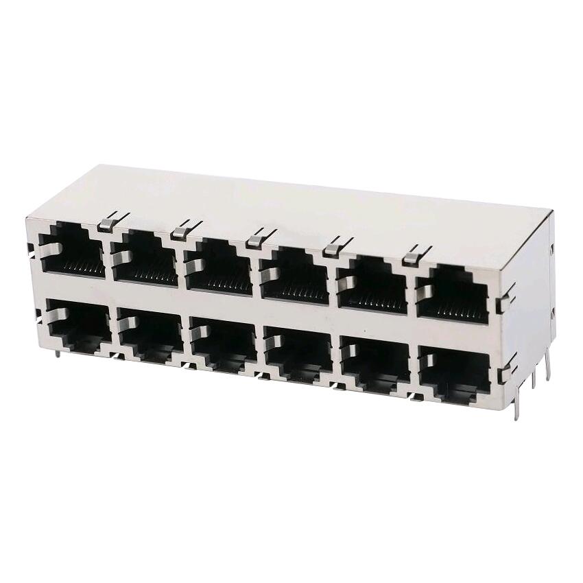 5569263-1 Without Magnetics 8P8C Modular Fast Jack Stacked RJ45 Connectors 2x6