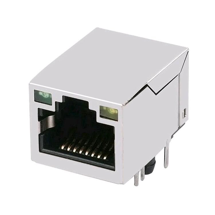 S22-ZZ-0017 RT7-ZZ-0061 Single Port 1000 Base-T Magnetic Ethernet RJ45 Connector With LED