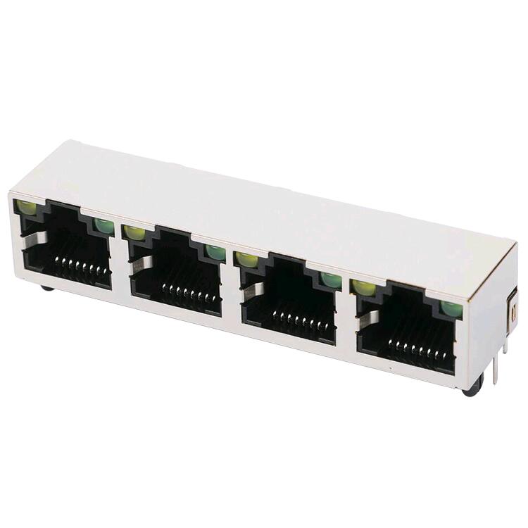 E5J88-11CJ22-L 8P/8C Shielded 1x4 Quad Port RJ45 Ethernet Connectors
