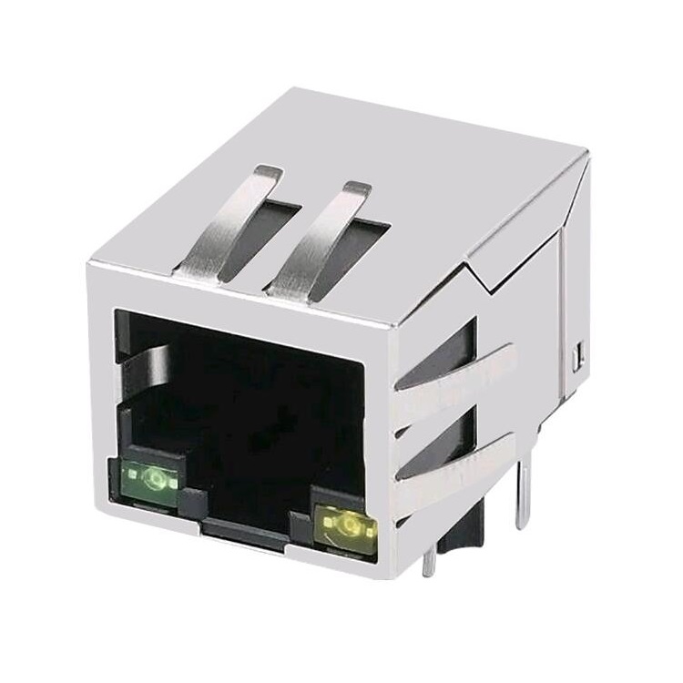 ARJ11A-MCSI-B-A-EKU2 Single Port Tab Down Integrated 100M Filter With LED RJ45 Connector 