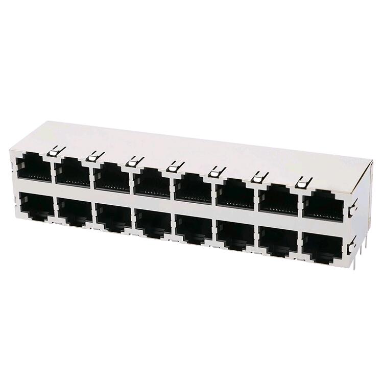 2-1734473-1 Without LED Cat5 LAN JACK 2x8 Port Ethernet RJ45 Connector