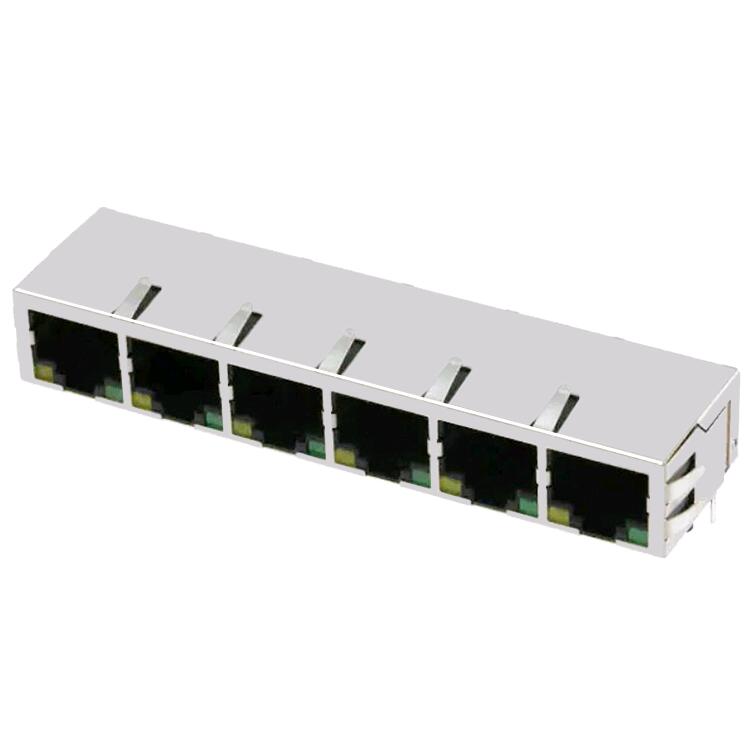 SI-60234-F SI-60186-F SI-60091-F With LEDs Magnetics JACK 100 Base-T RJ45 Connector 1x6