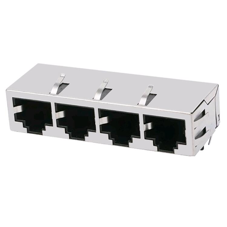 E5908-25C5Q1-L Multiple Port 8p8c RJ45 Modular Jack 1X4 Connectors Without Magnetics