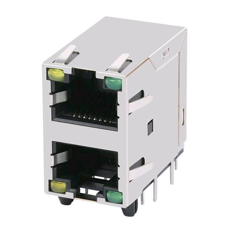 615016245421 Shielded With LED Ethernet Jack 2x1 RJ45 Connector
