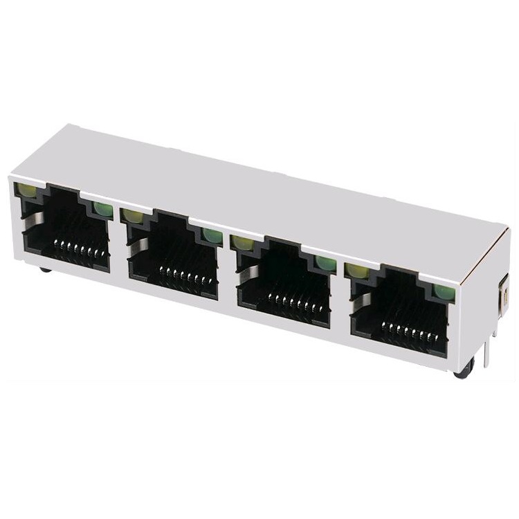 1-1775133-1 8Pin Shielded Tab-Up RJ45 Ethernet Connectors 1x4 Quad Port