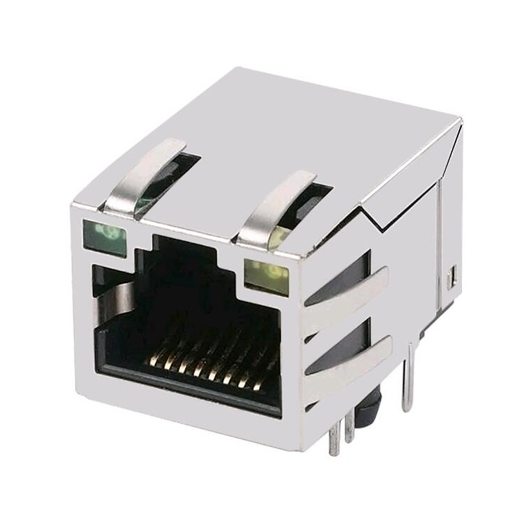 08AR-1C1T-G4 With LED Gigabit Magnetic Ethernet RJ45 Female Connector 90 Degree