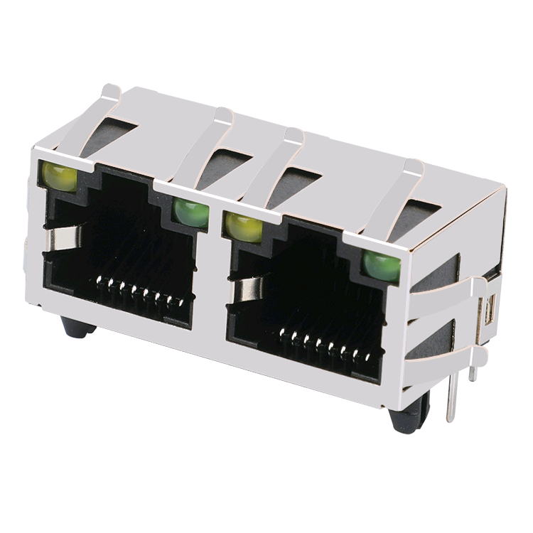 HCJT2-802SK-L11 8P/8C Shielded Dual Port Tab-Up Ethernet RJ45 Connectors