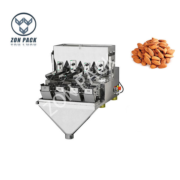  4head mini linear weigher combination scale weighing grain bean packing machine