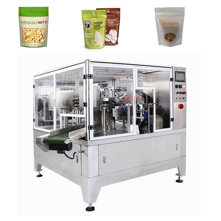Automatic 8 Stations Biscuit Candy Premade Pouch Stand Up Pouch Rotary Packing Machine 