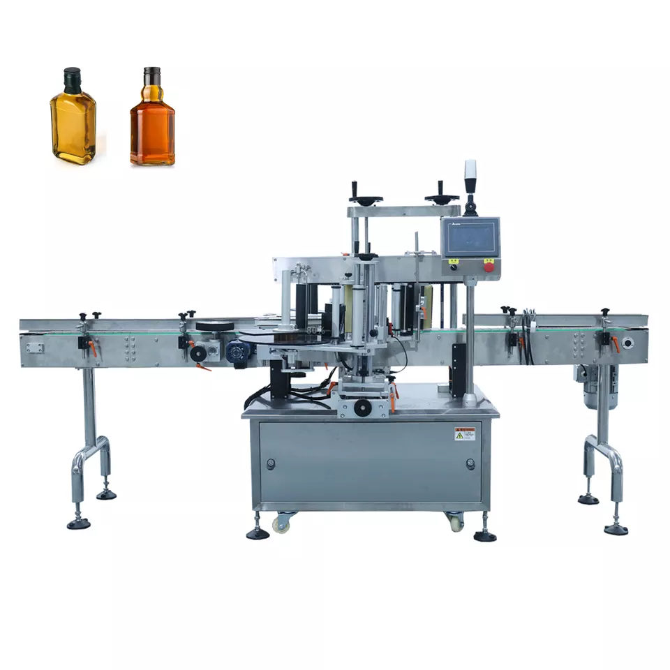 High quality automatic flat round Square Plastic Glass bottle double side sticker labeling machine