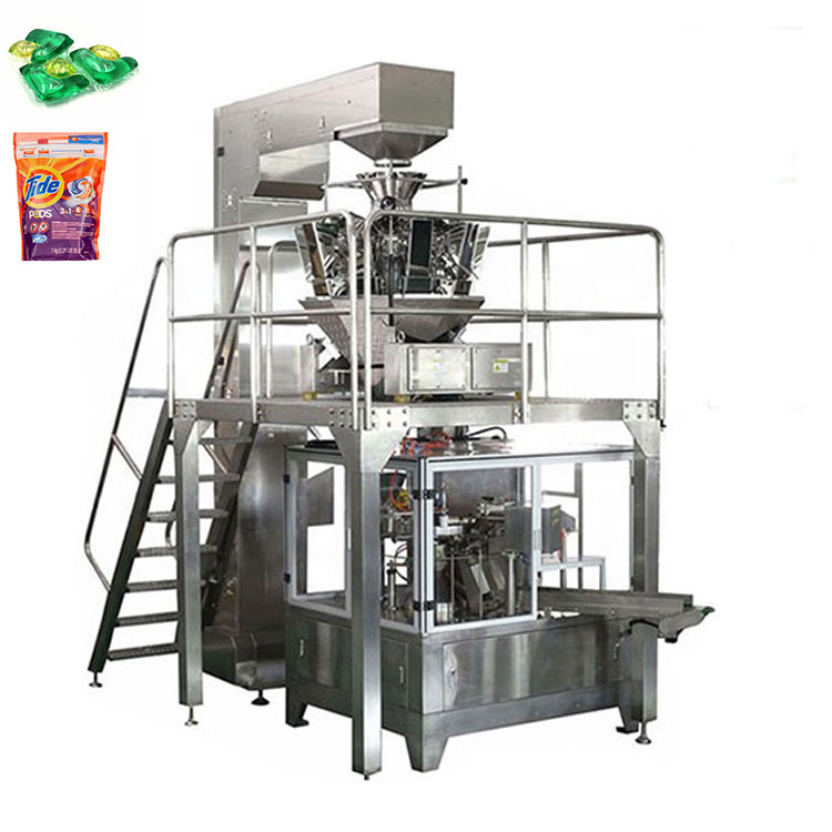 CE Certification Laundry Pods Washing Tablets Counting Weighing Packing Machine For Premade Pouch