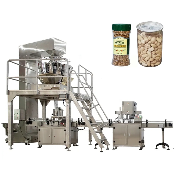 Full automatic weighing filling can/jar/bottle spices nuts snack food filling packing machine system
