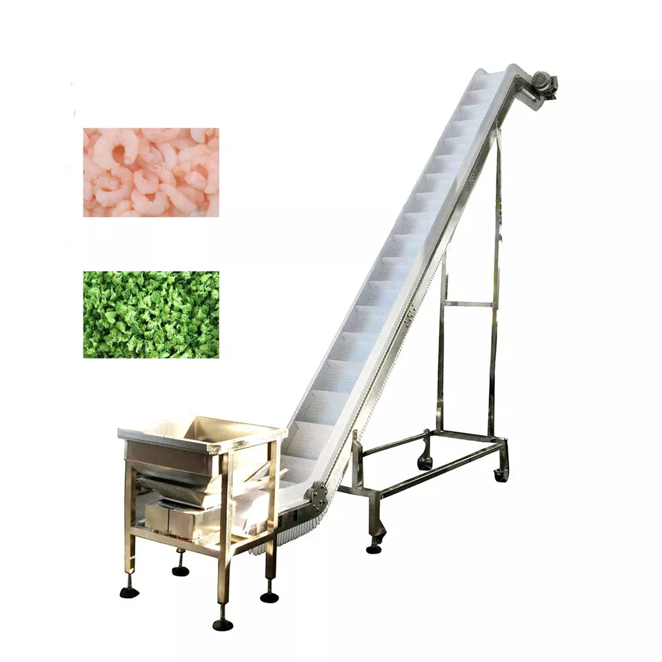 Food grade belt inclined conveyor for frozen chicken breast food