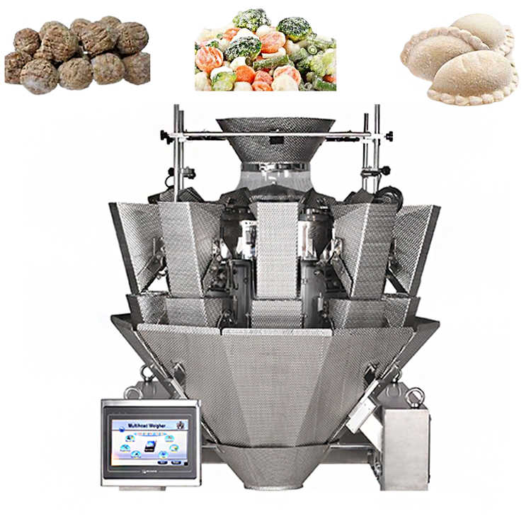 Multi-function Dimpled Surface Multi-head Weigher Frozen Food Meat Ball Vegetable Weighing Scale Machine