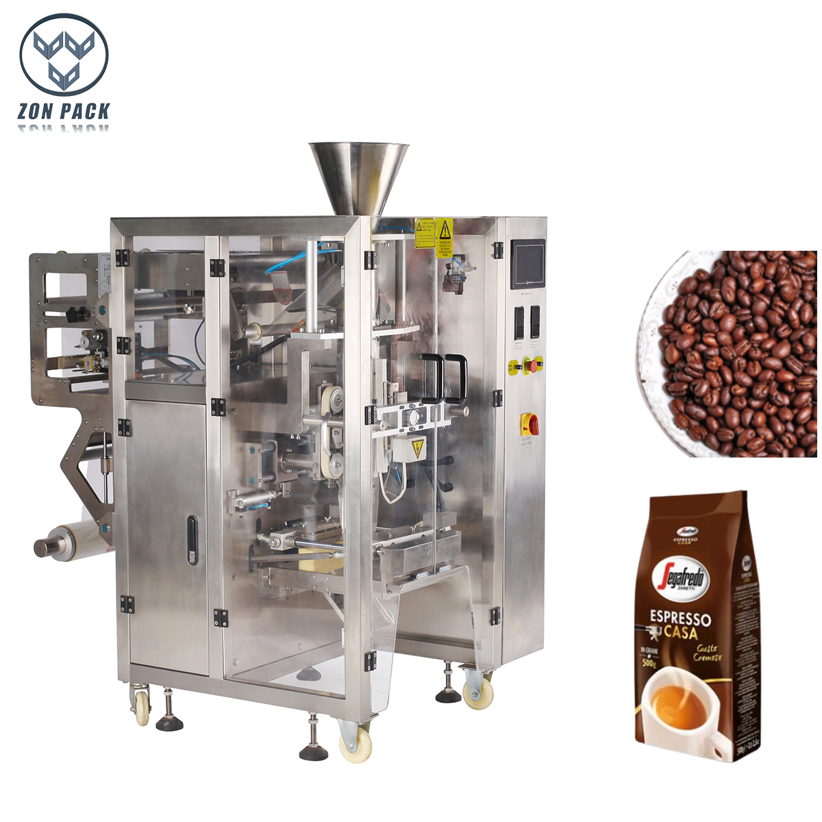 100% Original coffee bean Stand up Pouch Four Edges Sealing Bag Multifunction PLC Vertical Packaging Machine