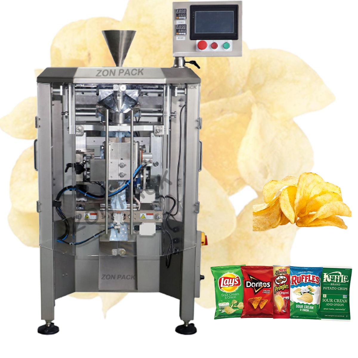 Excellent quality Automatic Koyo Brand Potato Chip/Nuts/Candy/Snacks/Grain/Dry Food Film Bag Vertical Filling Packing Machine