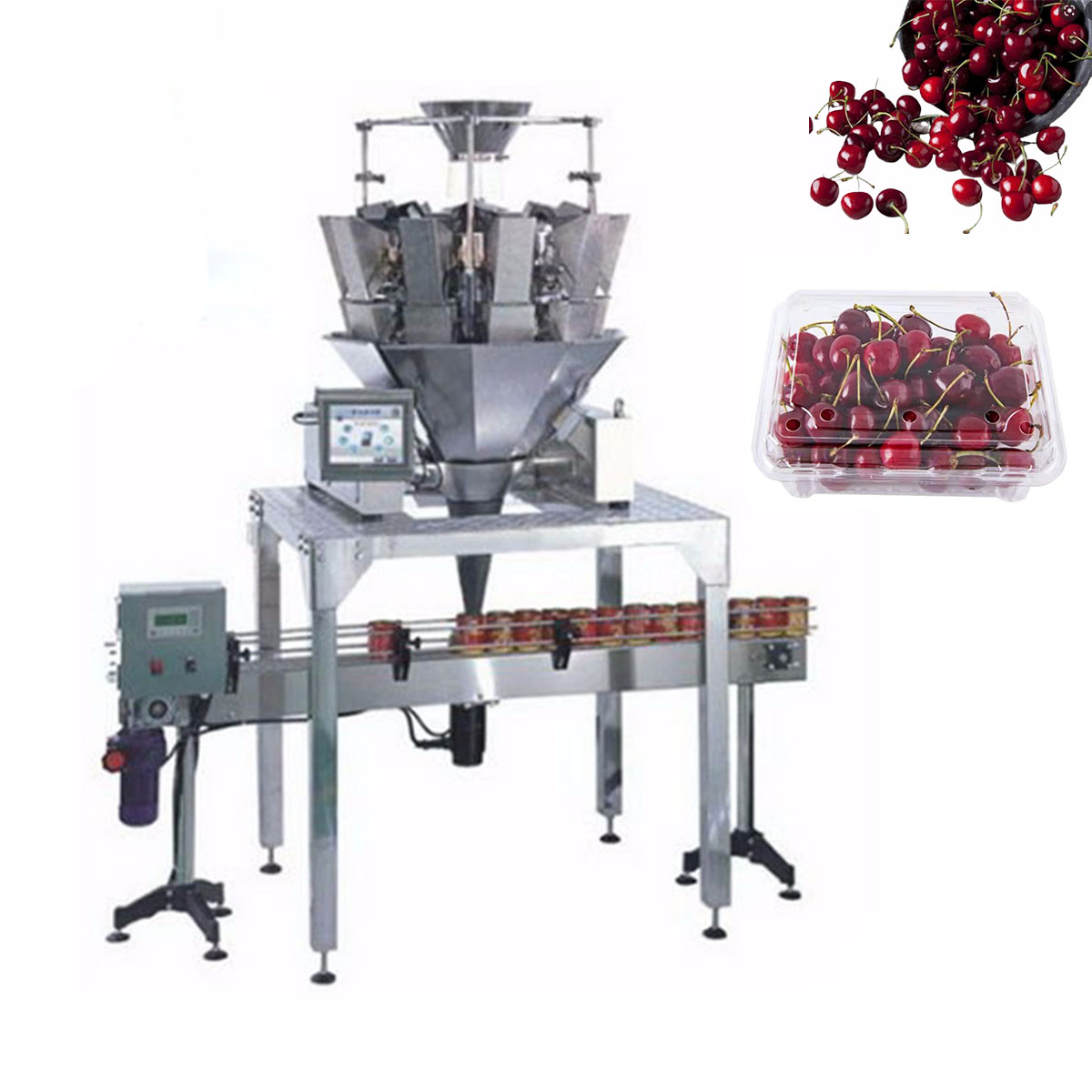 Factory wholesale automatic cherry box can bottle packing conveyor line filling packing machineand sealing machine filling packing machine